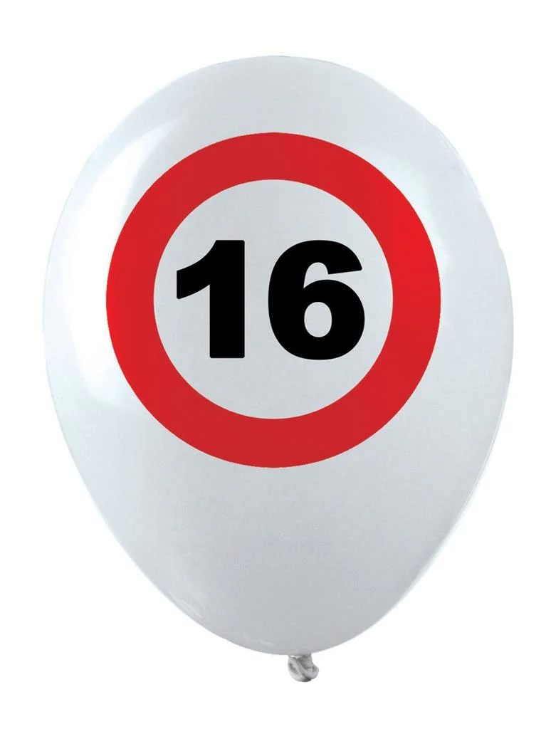 Leeftijd ballonnen 16 jaar opdruk verkeersbord