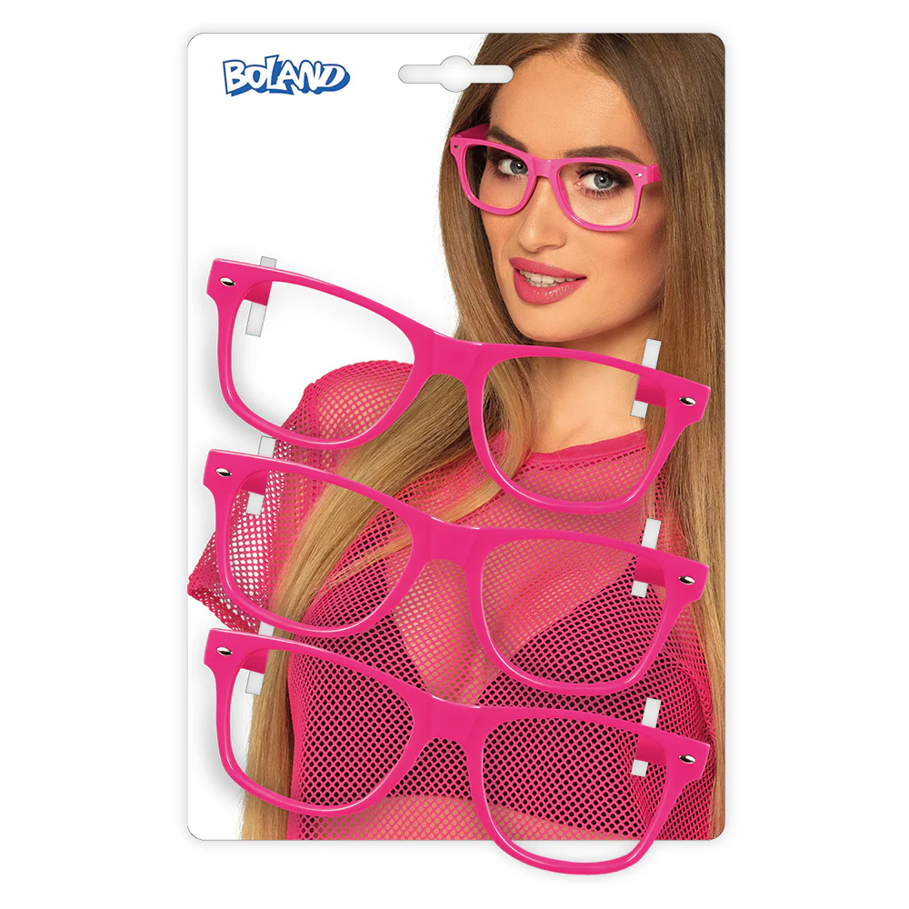 3 Feestbrillen neon roze - Image 2