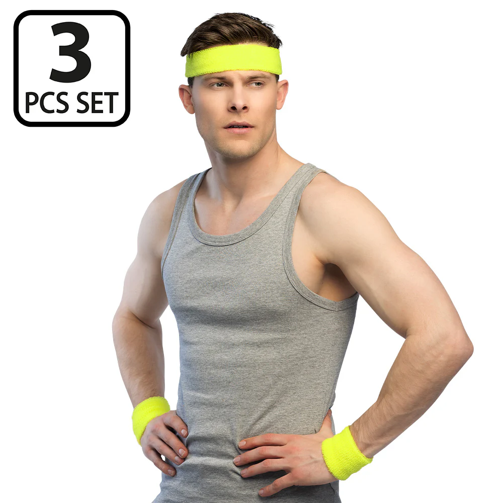 3 Zweetbandjes neon geel - Image 3