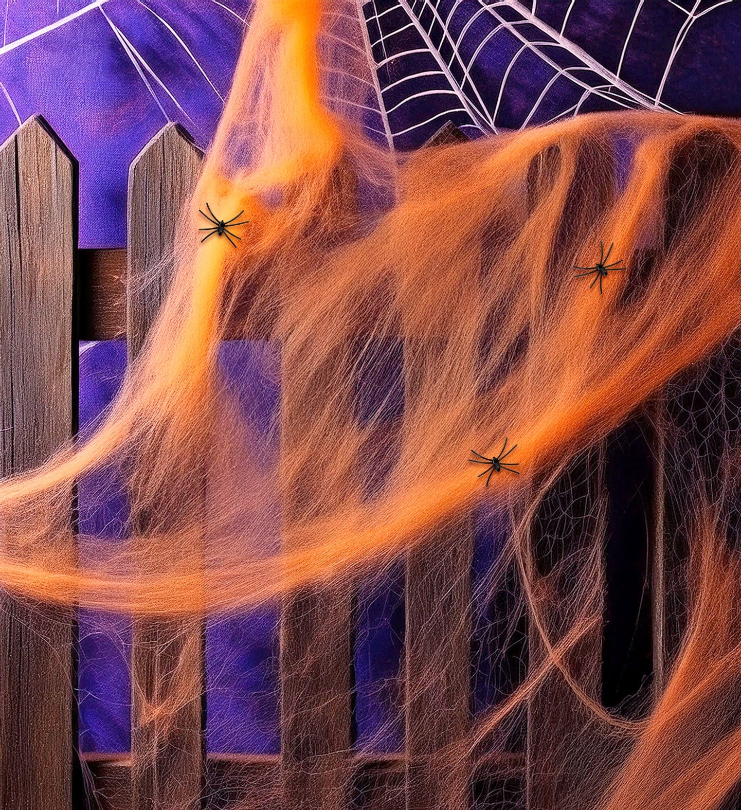 Oranje spinnenweb met drie spinnen - Image 2
