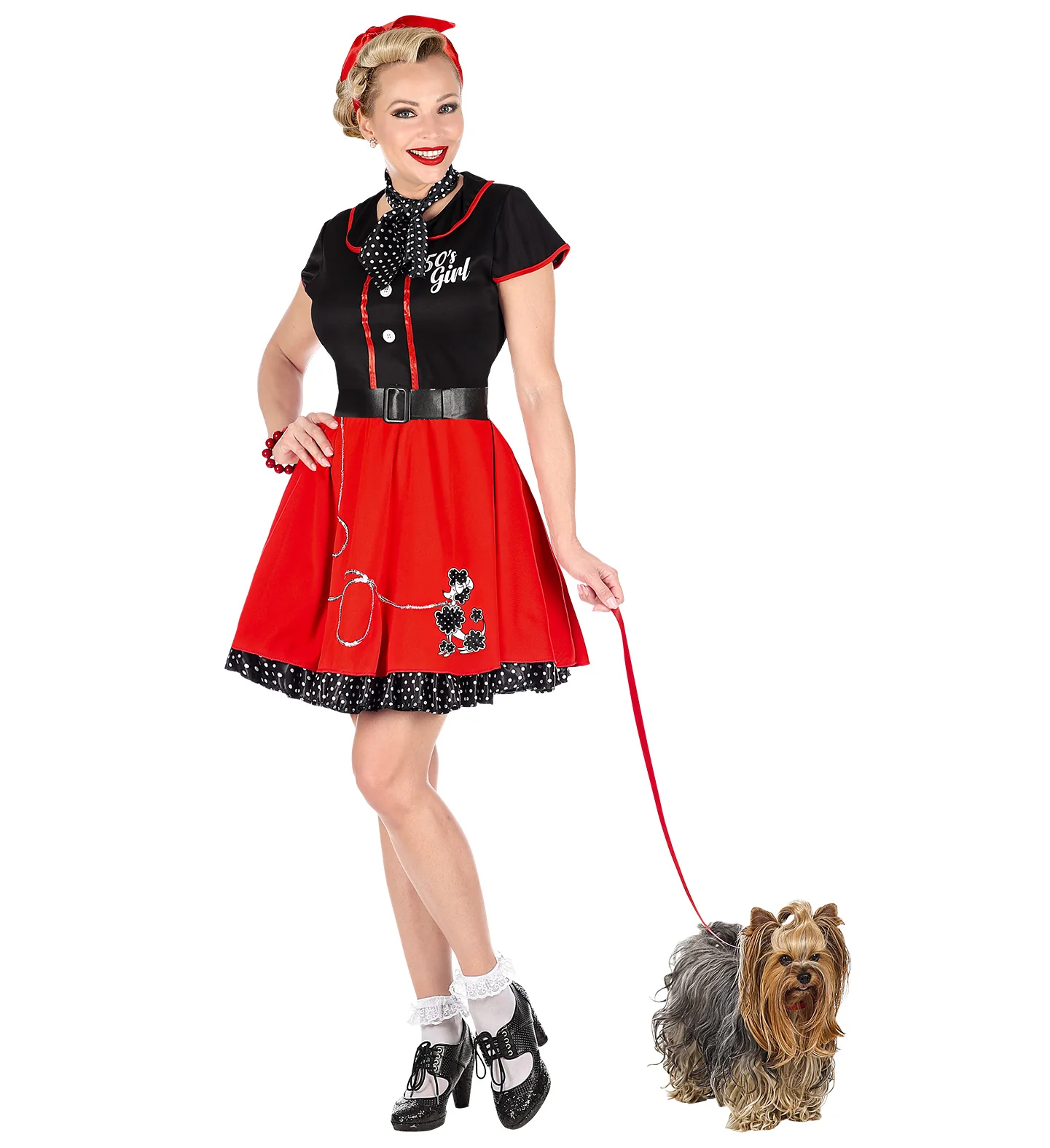 Jaren 50 jurk rood zwart - Image 2
