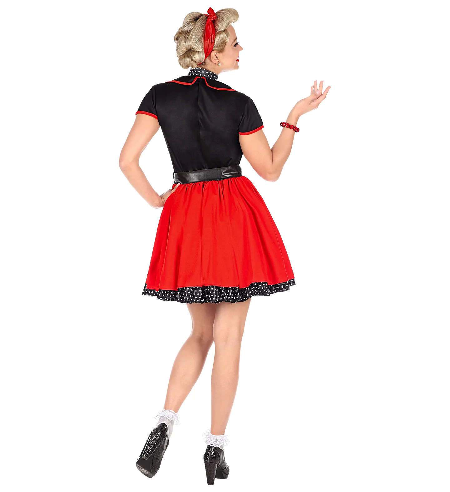 Jaren 50 jurk rood zwart - Image 3