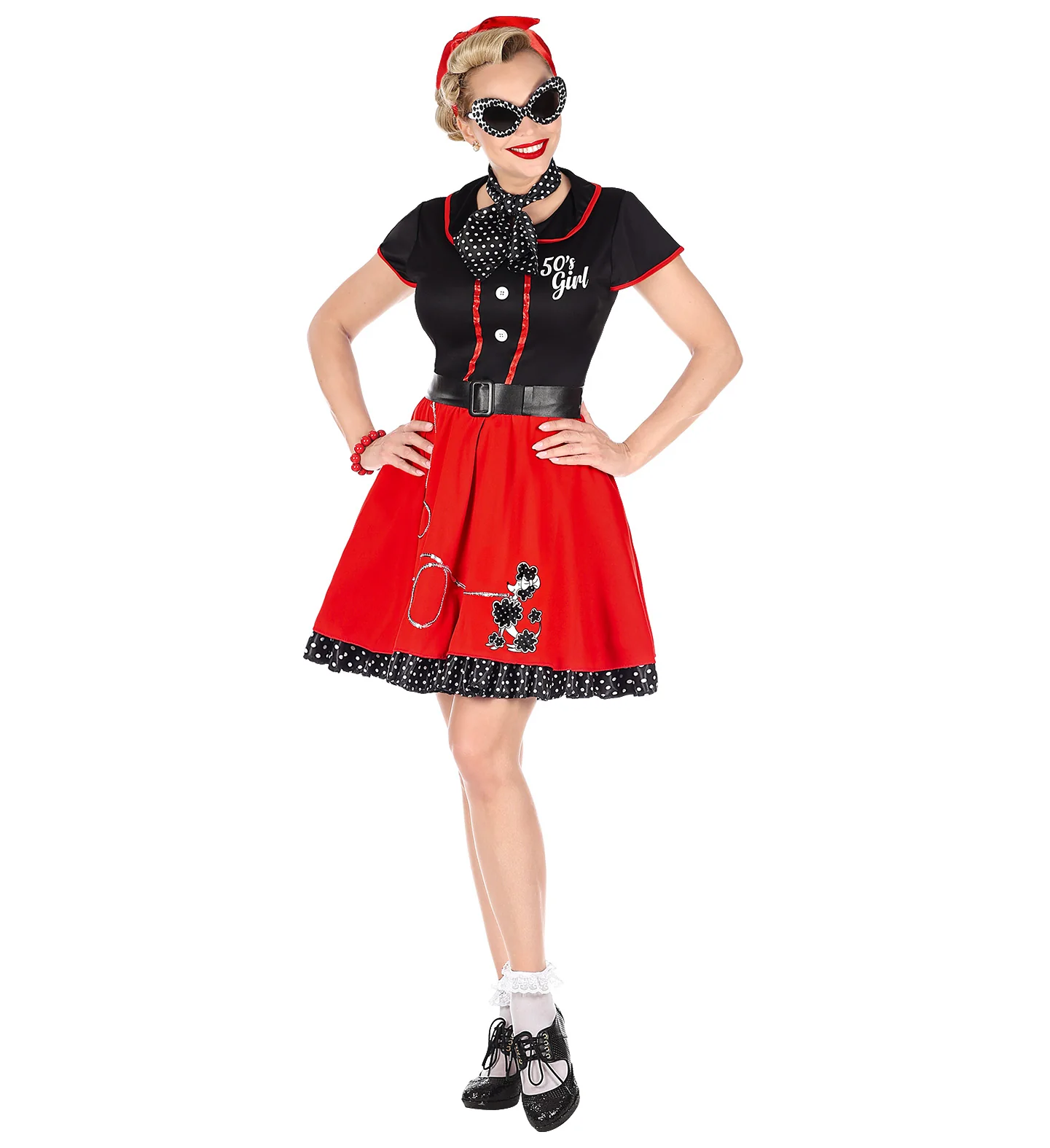 Jaren 50 jurk rood zwart - Image 4