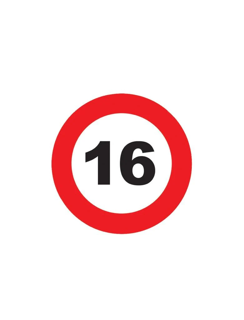 Verkeersbord onderzetters 16 jaar