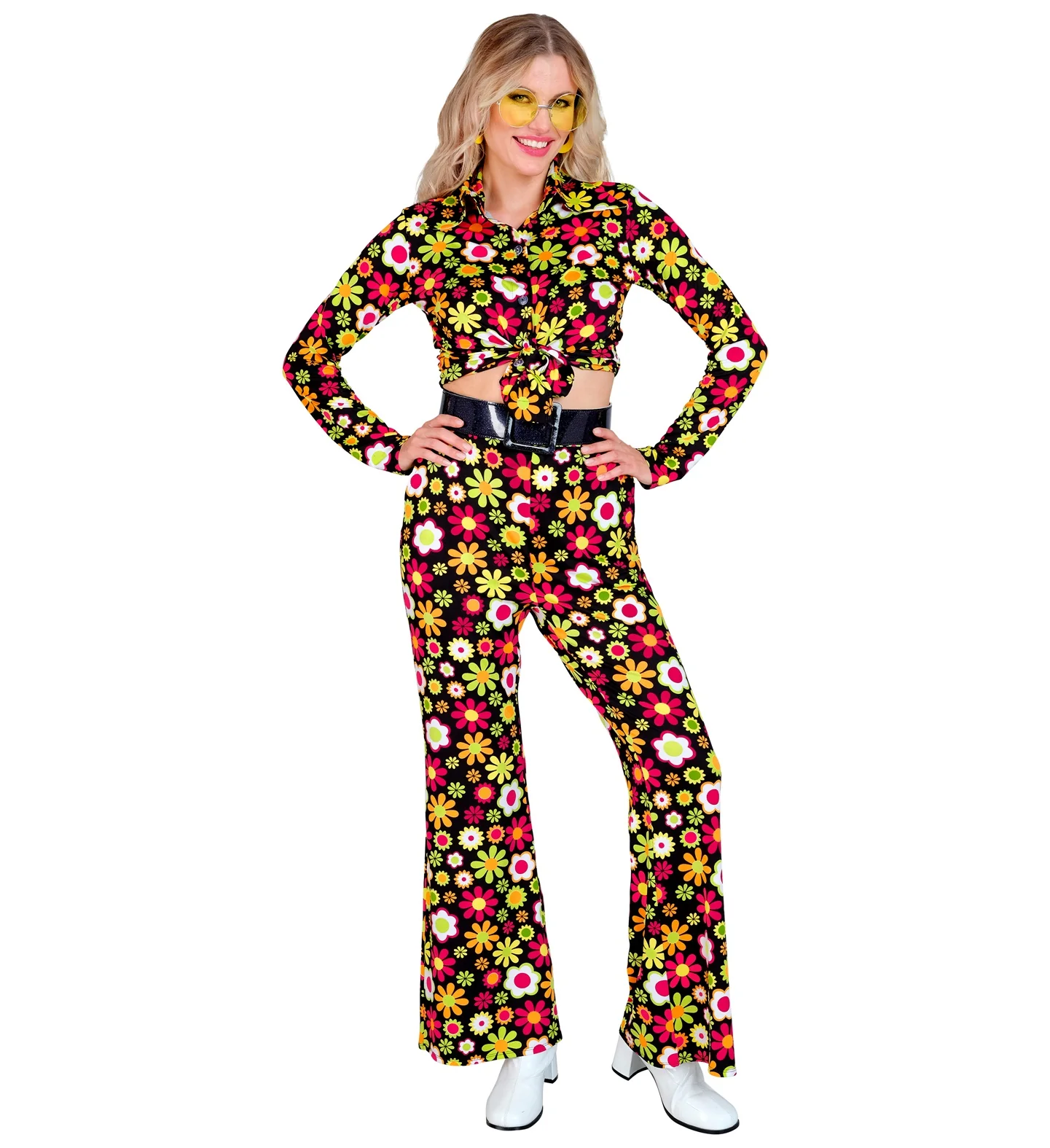 Jaren 70 broek flowers dames