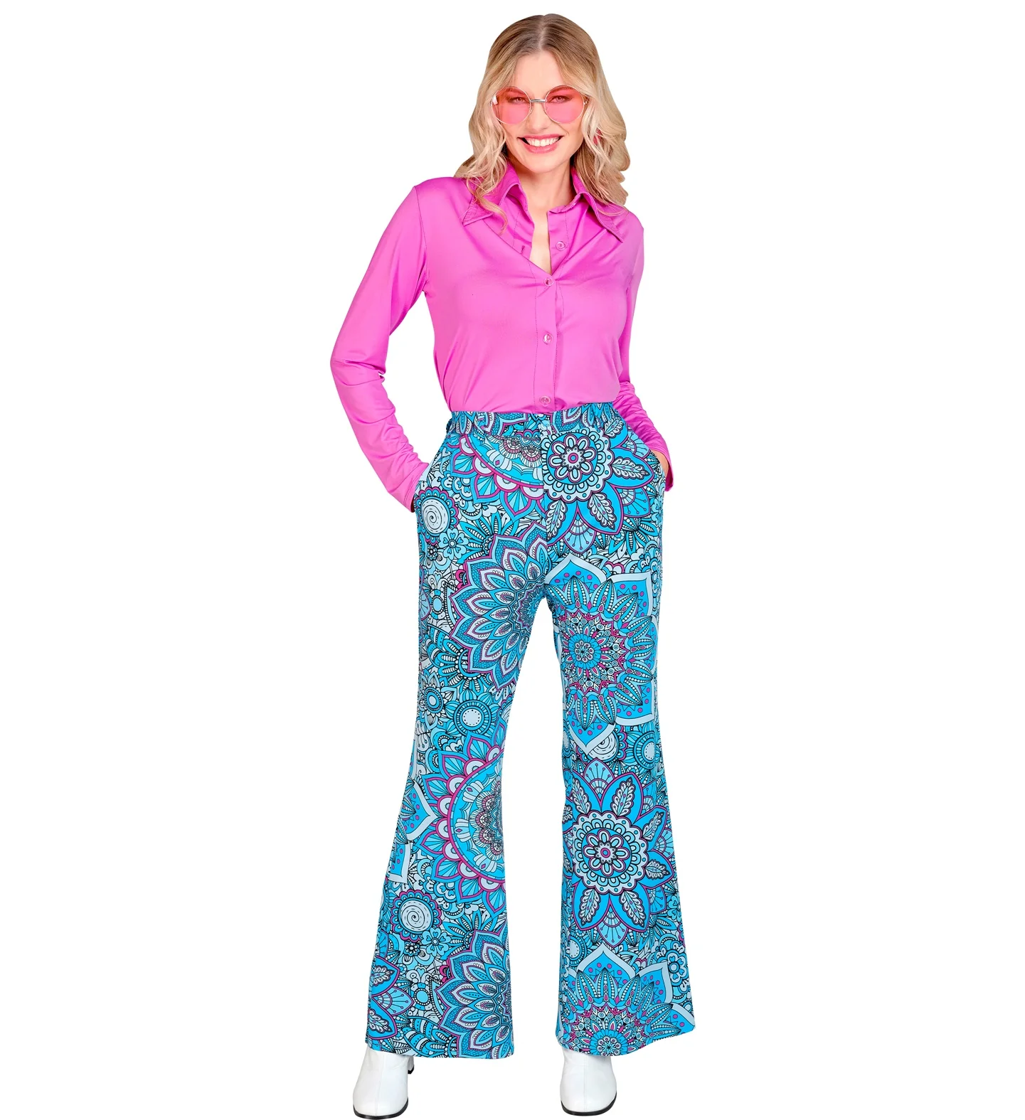 Jaren 70 broek mandala blauw dames - Image 2