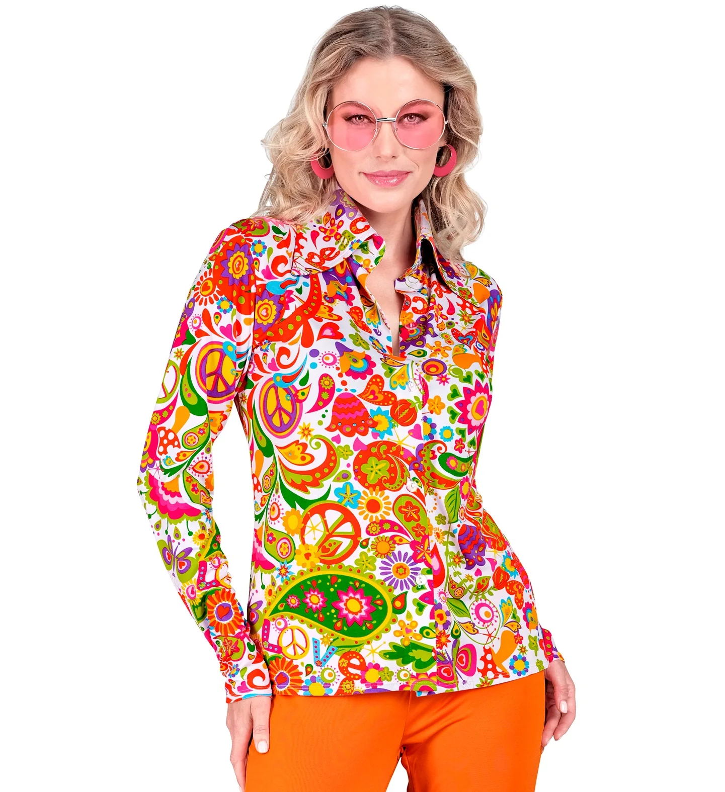 Jaren 70 shirt peace party dames - Image 2