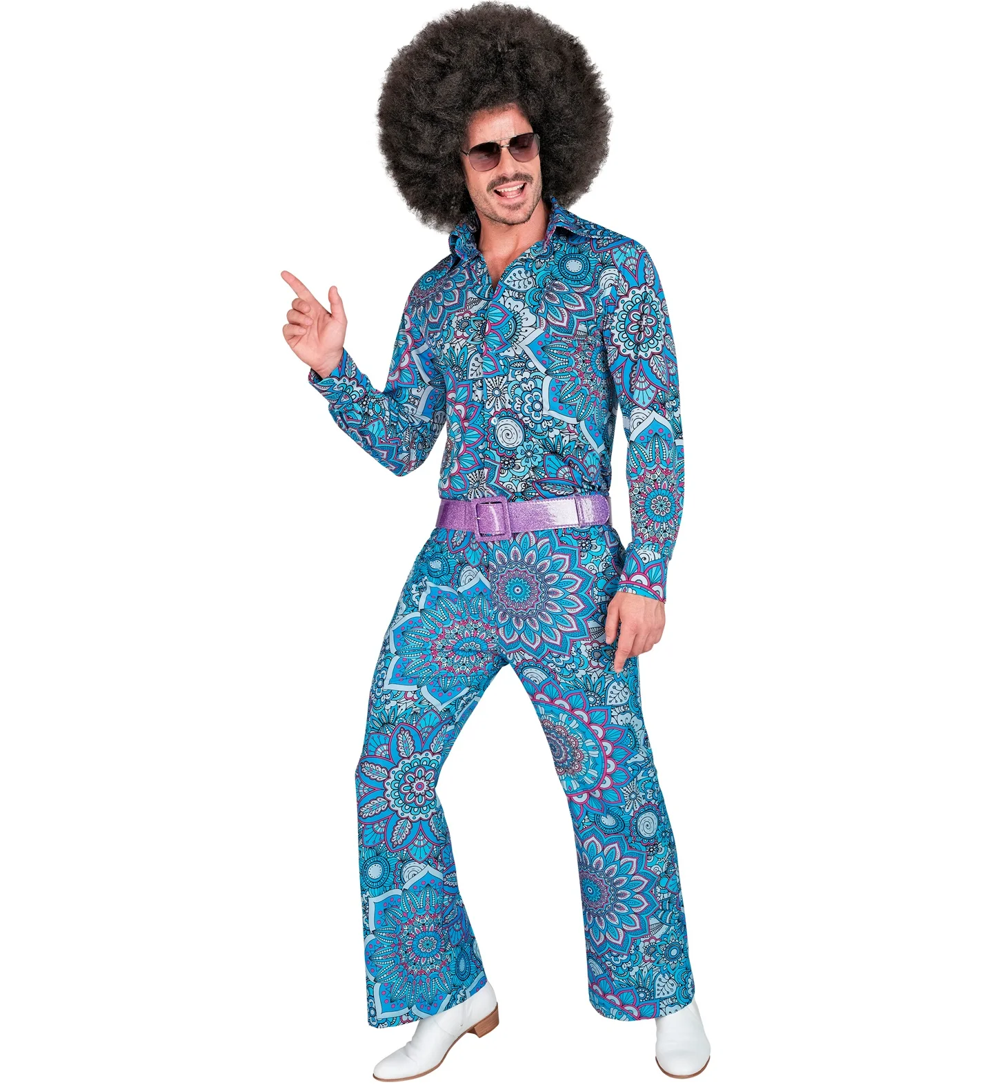 Jaren 70 broek mandala blauw heren - Image 3