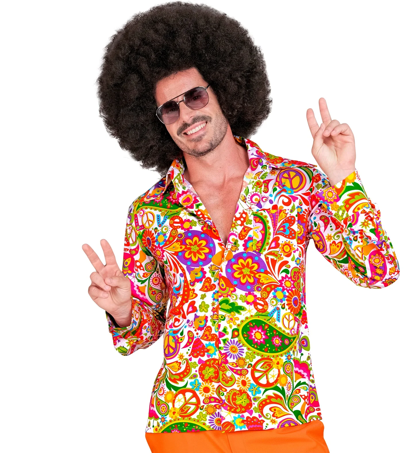 Jaren 70 shirt peace party heren