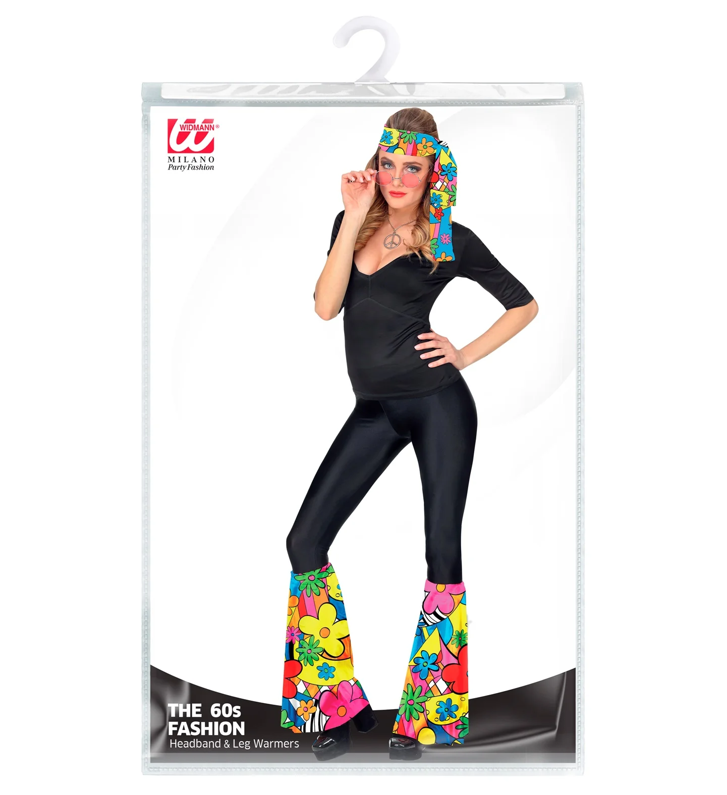 Hippie verkleedset jaren 70 kleurrijk met bloemenbeenwarmers en hoofdband - Image 2