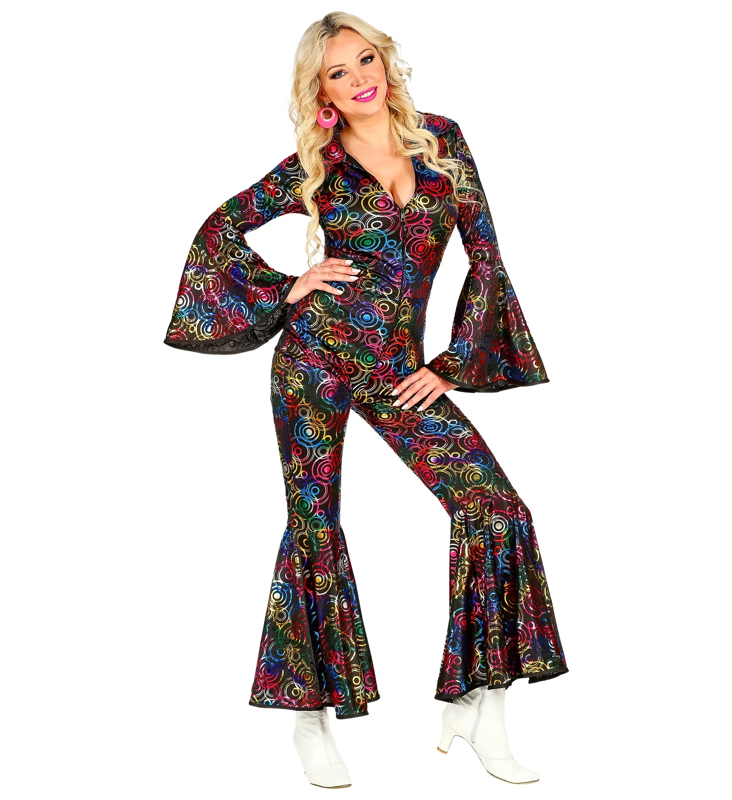 Jumpsuit disco stijl met gekleurde ringen