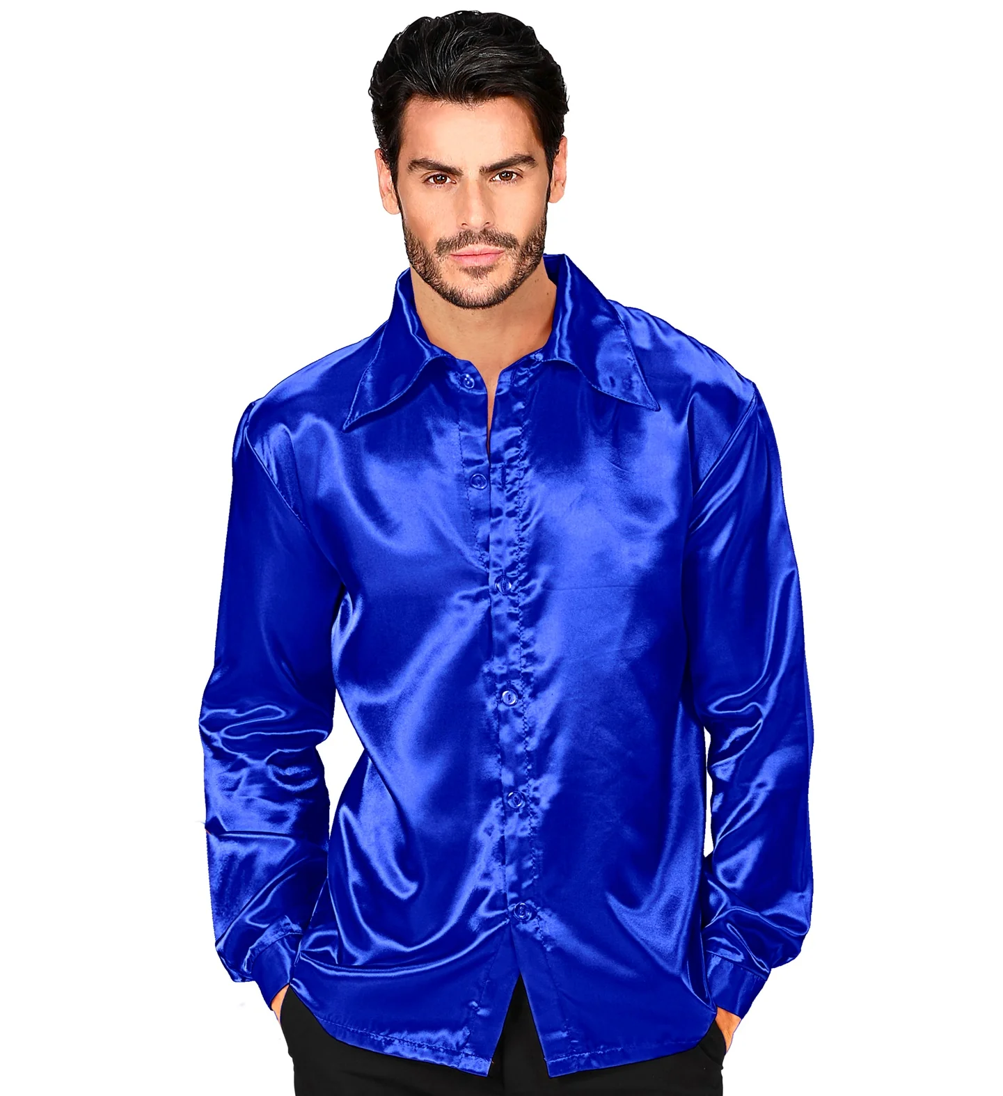 Heren jaren 70 disco blouse blauw