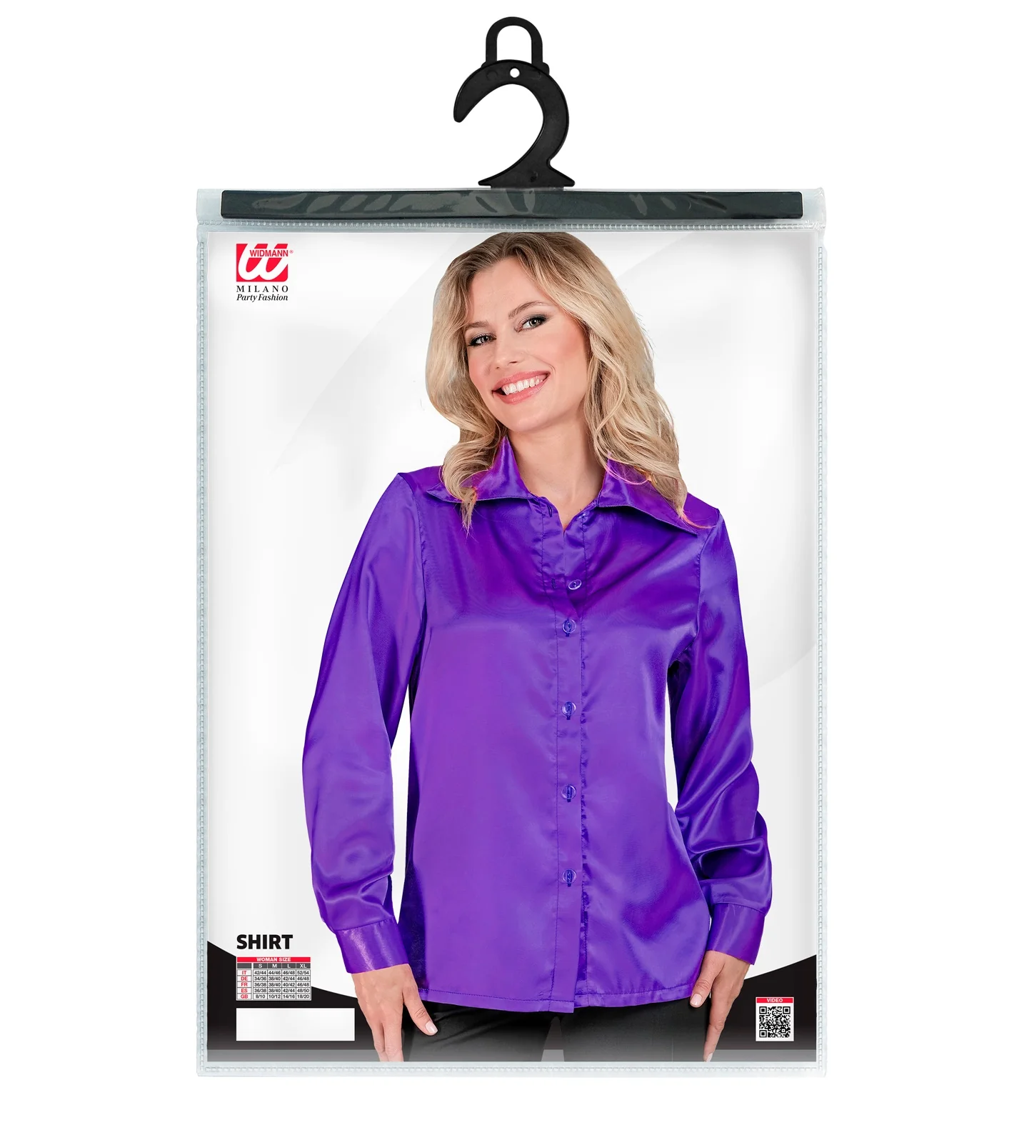 Dames jaren 70 disco blouse paars - Image 2
