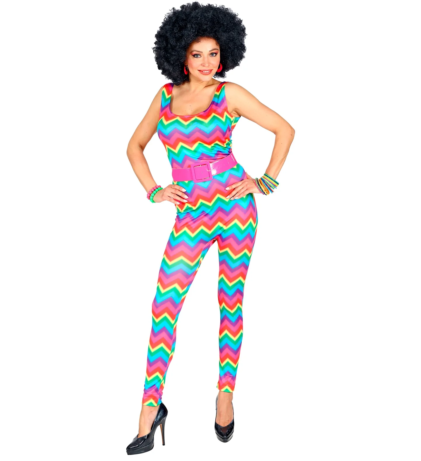 Jurk jaren 70 neon gestreept - Image 2
