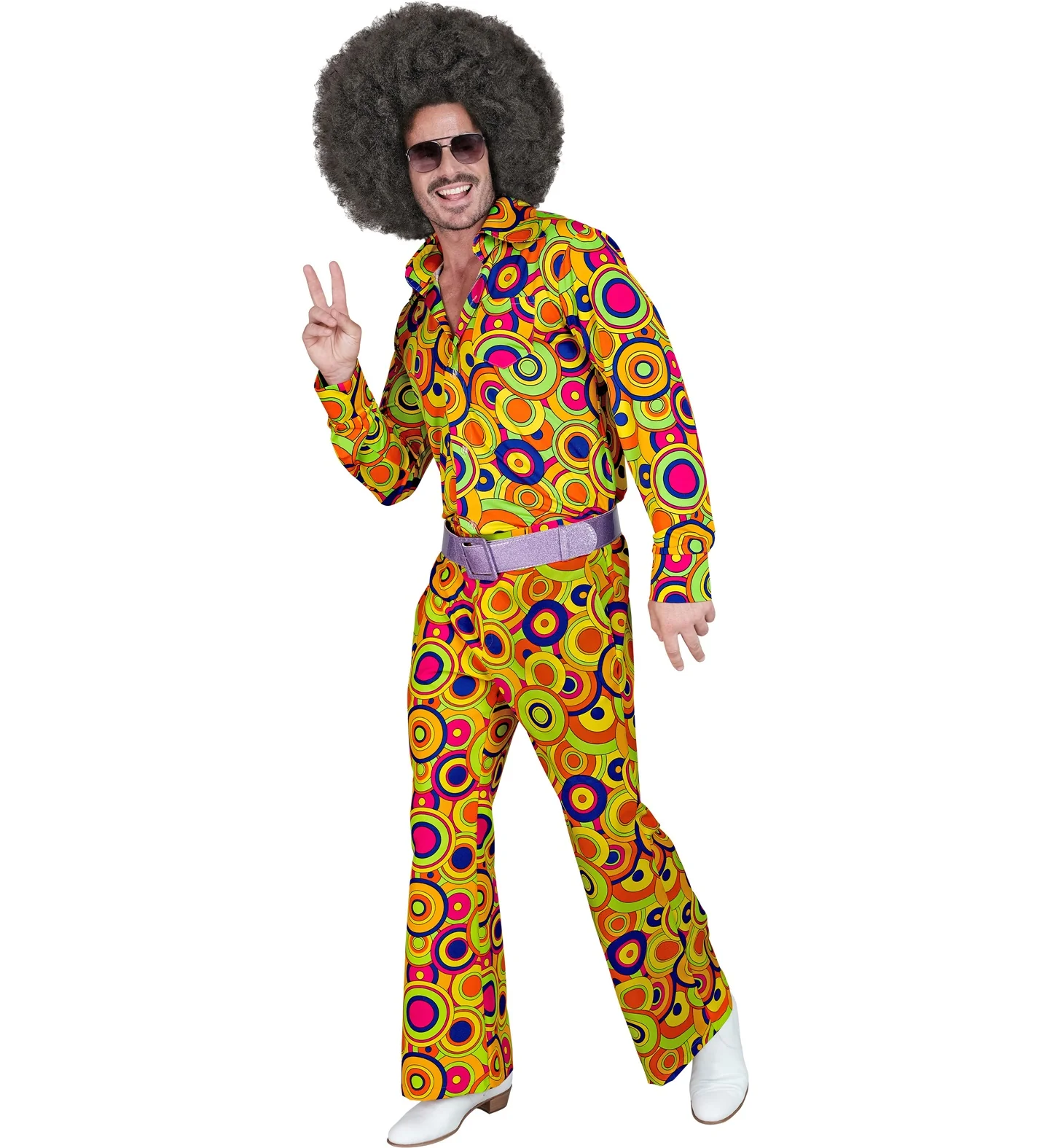 Jaren 70 broek groovy cirkels heren