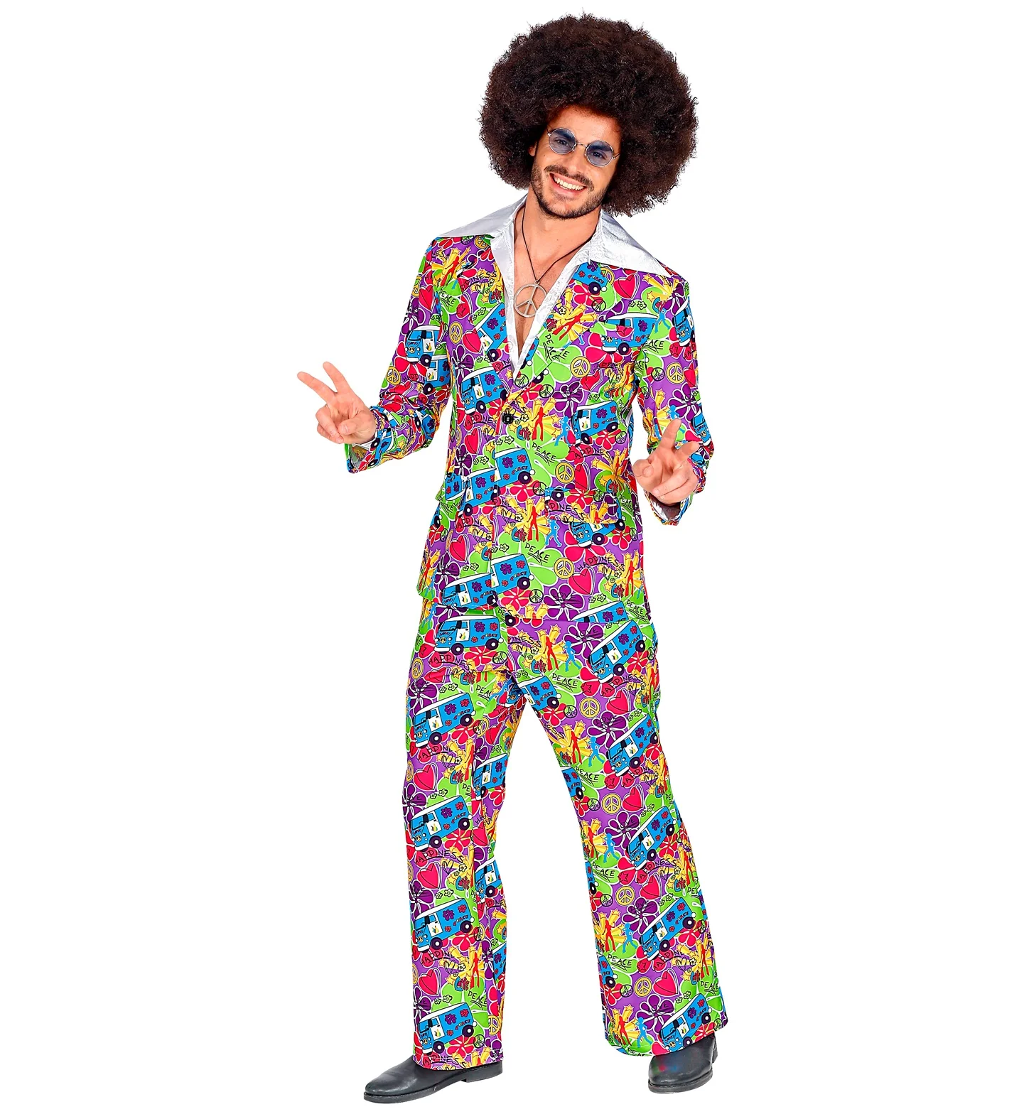 Hippie pak jaren 70 multicolor met jas en broek - Image 2