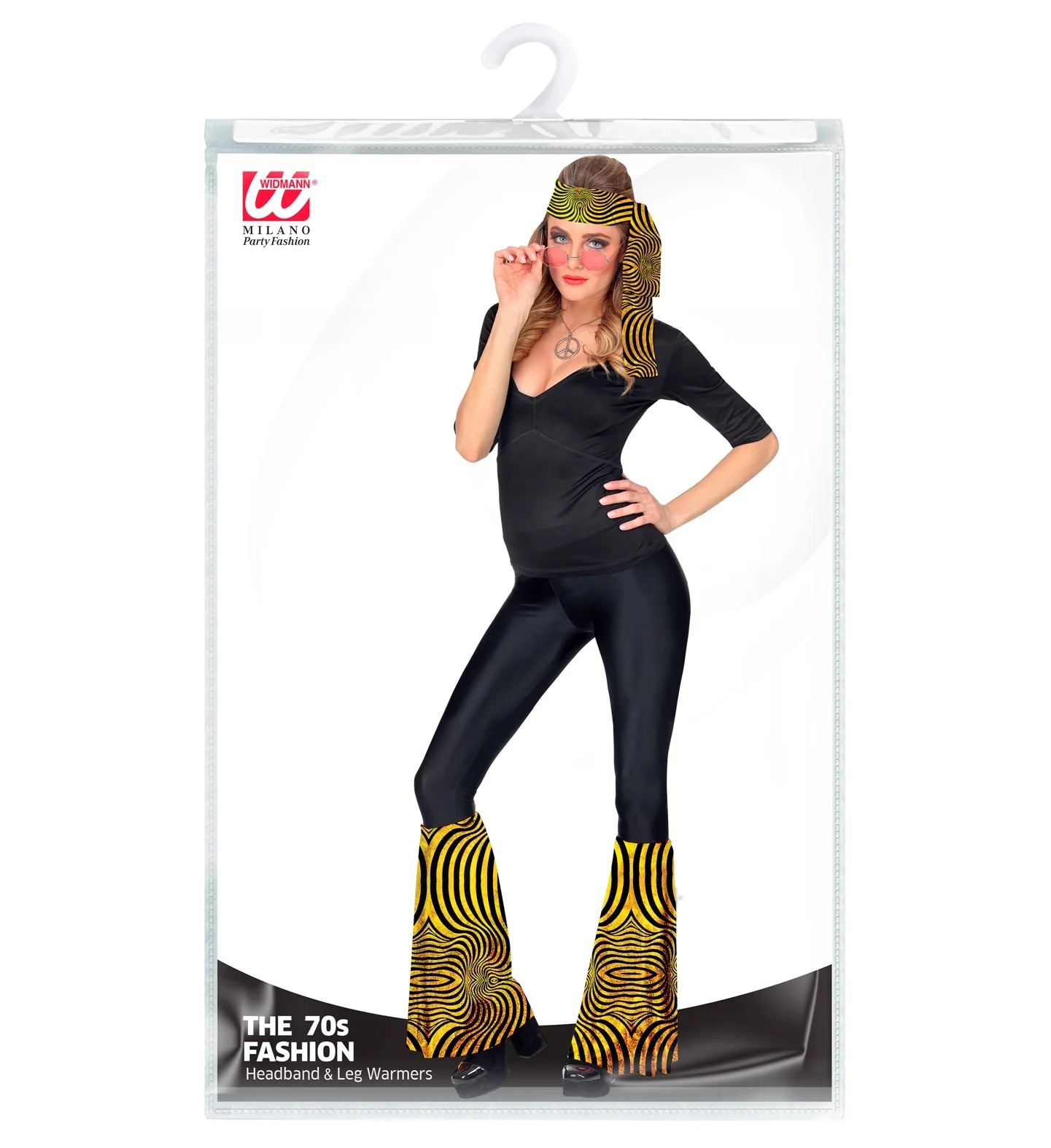 Hippie verkleedset disco goud met beenwarmers en hoofdband - Image 2