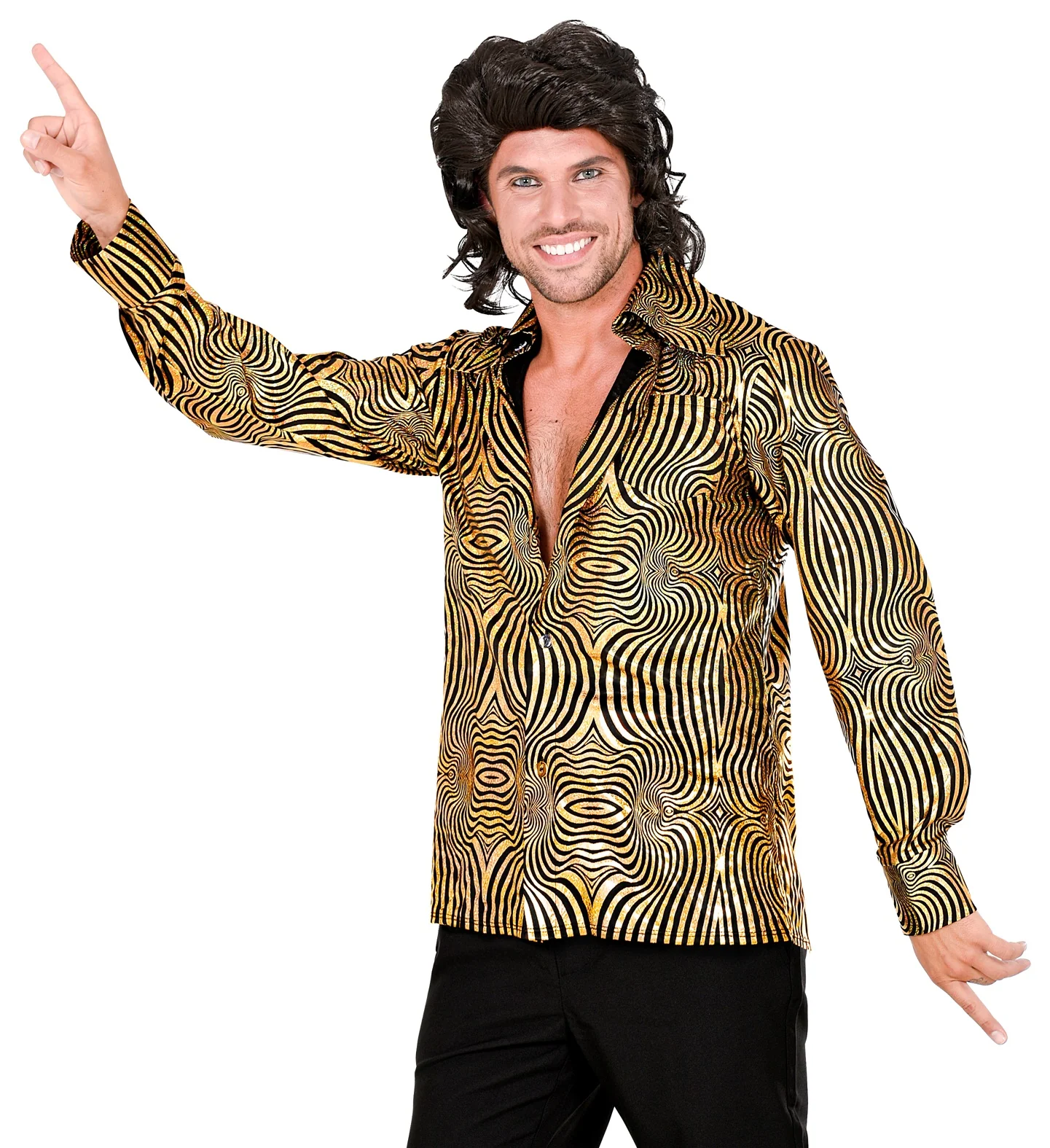 Disco shirt jaren 70 goud heren