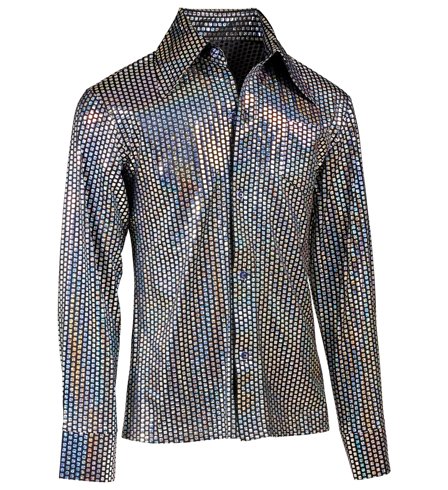 Disco shirt jaren 70 zilver heren - Image 5