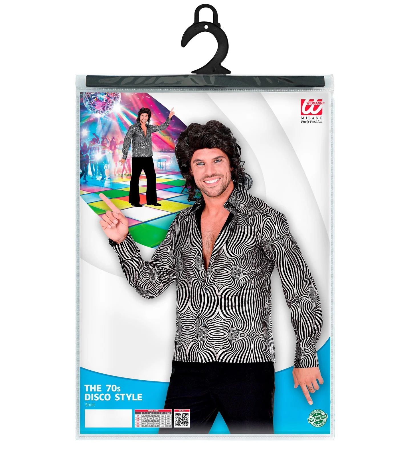 Jaren 70 disco shirt zilver heren - Image 6
