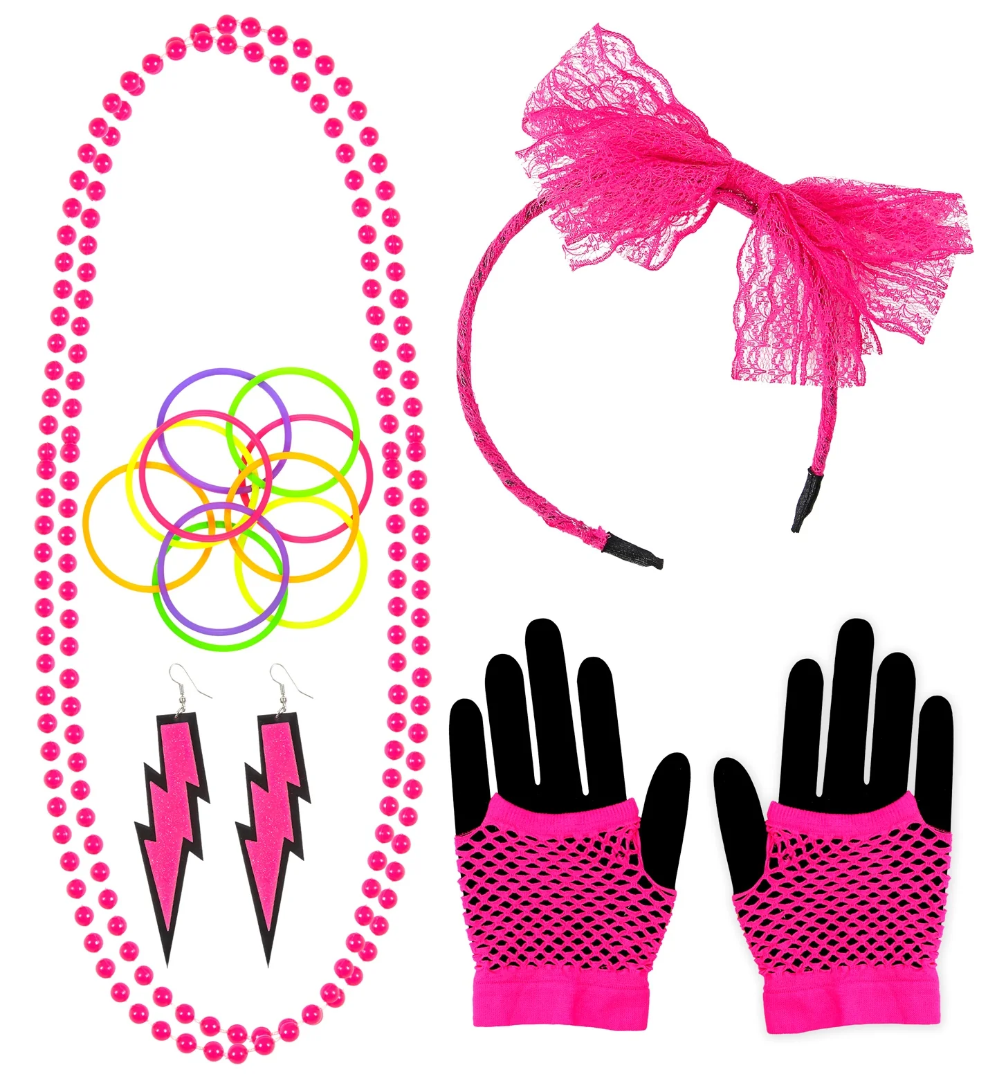 Disco verkleedset jaren 80 neon roze