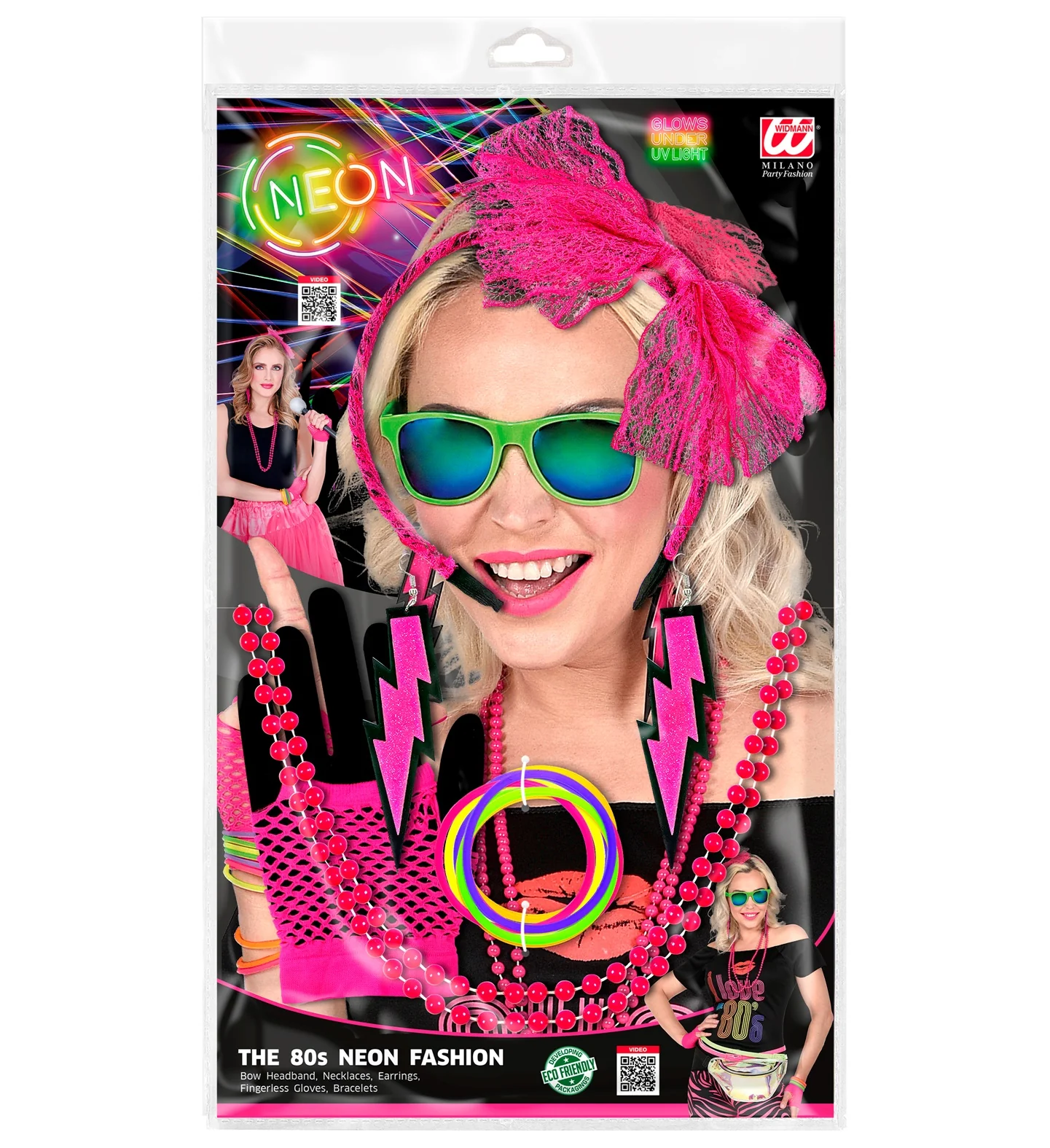 Disco verkleedset jaren 80 neon roze - Image 5