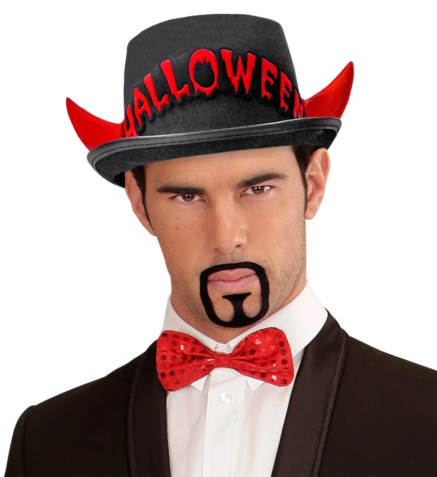 Zwarte hoge hoed Halloween met duivel hoorntjes - Image 4