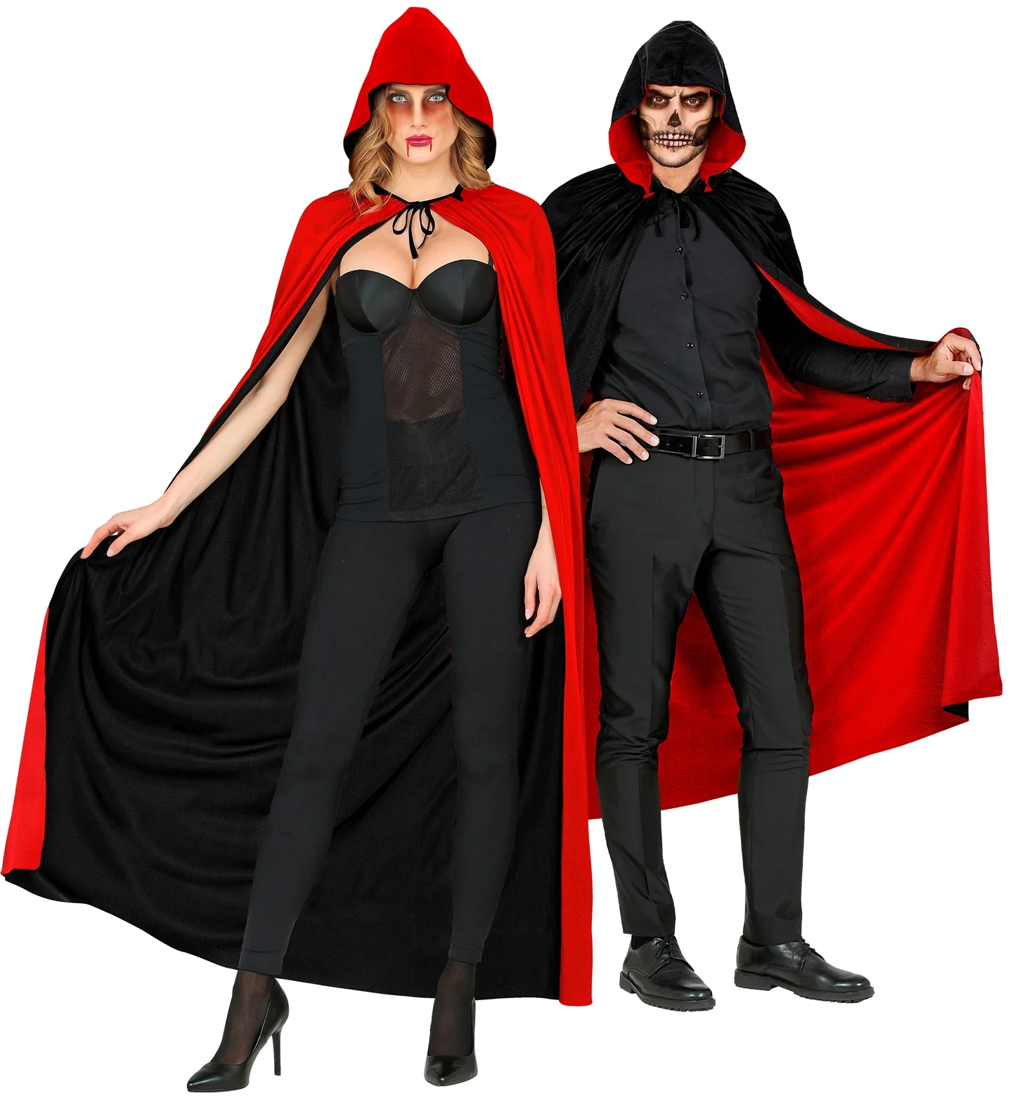 Dubbelzijdige cape rood zwart - Image 2