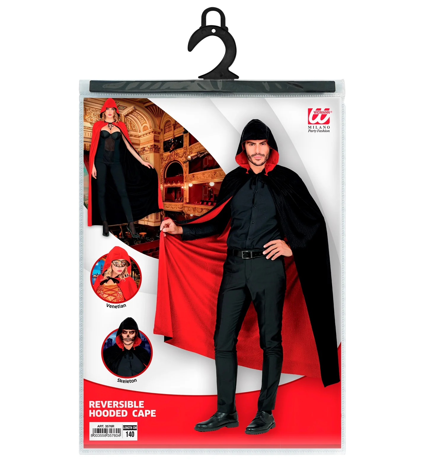 Dubbelzijdige cape rood zwart - Image 6
