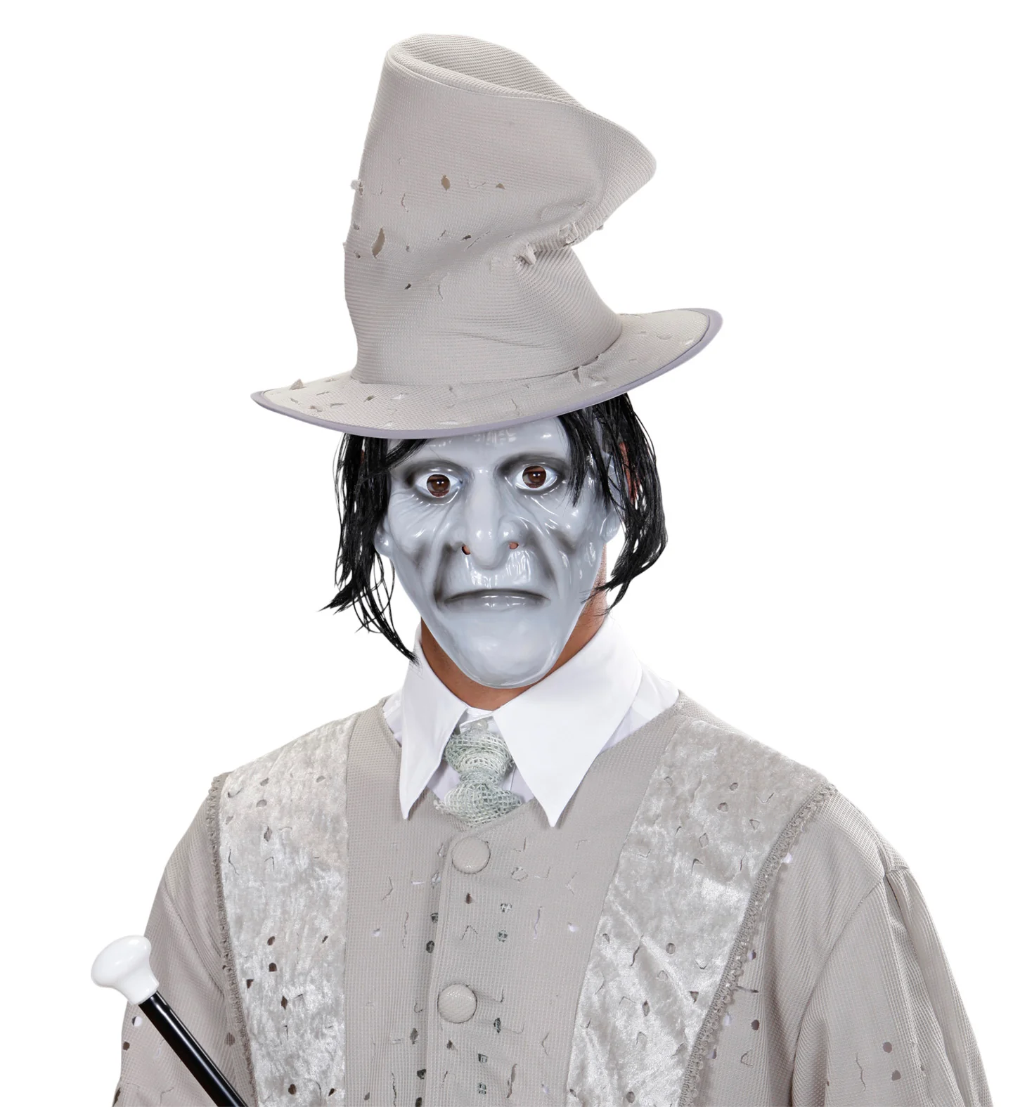 Zombie monster masker grijs met haar - Image 2