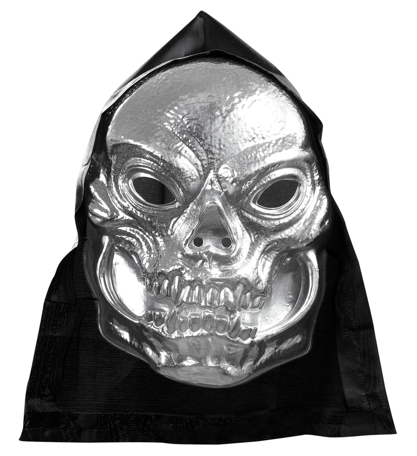 Schedel masker zilver metallic met capuchon