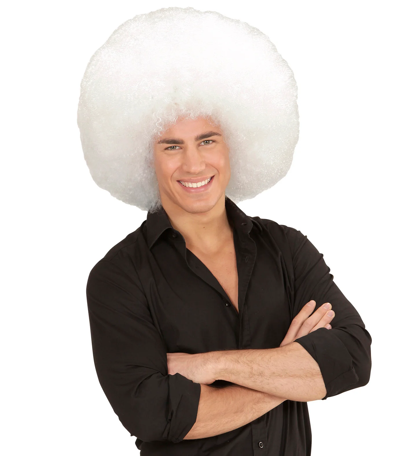 Afro pruik mega groot wit - Image 3