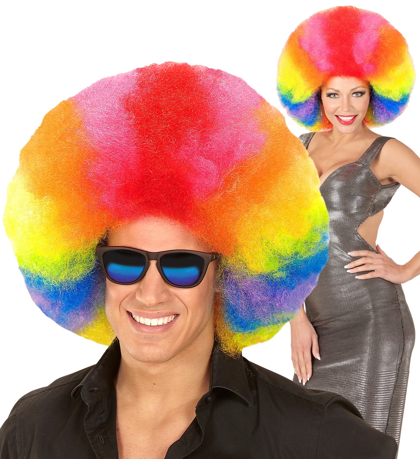 Afro pruik regenboogkleur - Image 5
