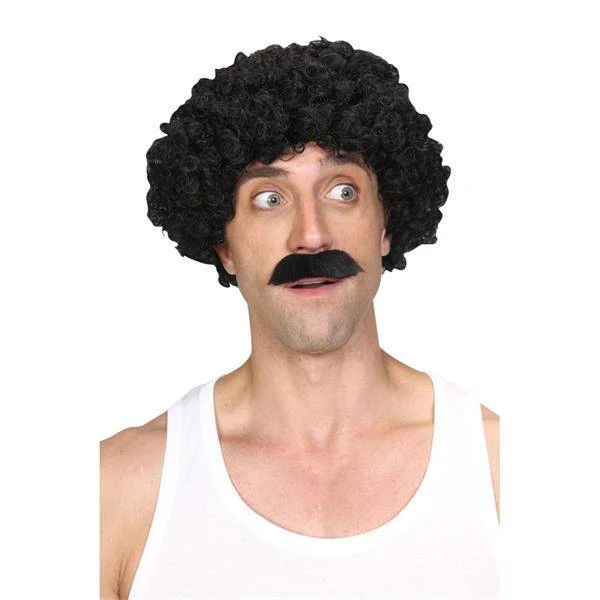 Afro pruik Walter met snor