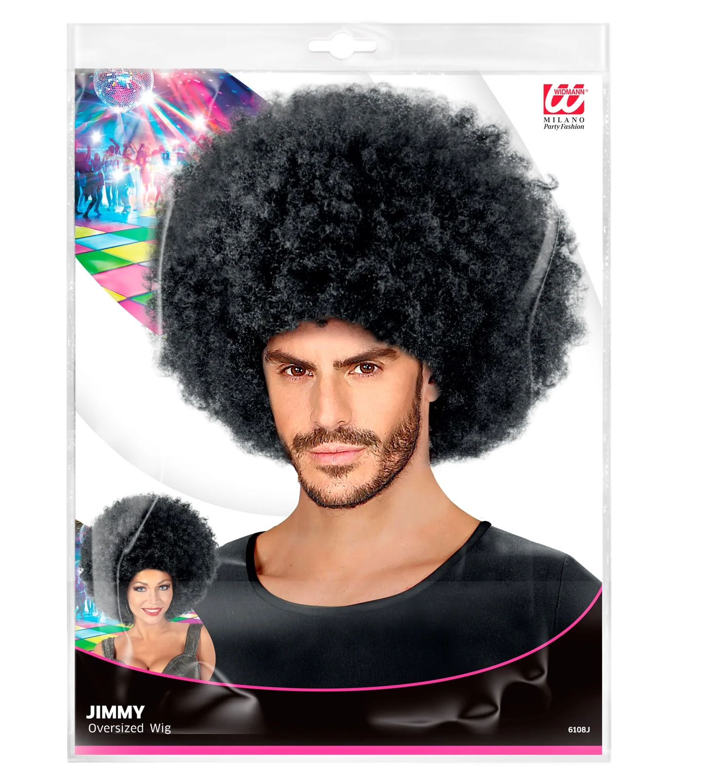 Afro pruik zwart - Image 4
