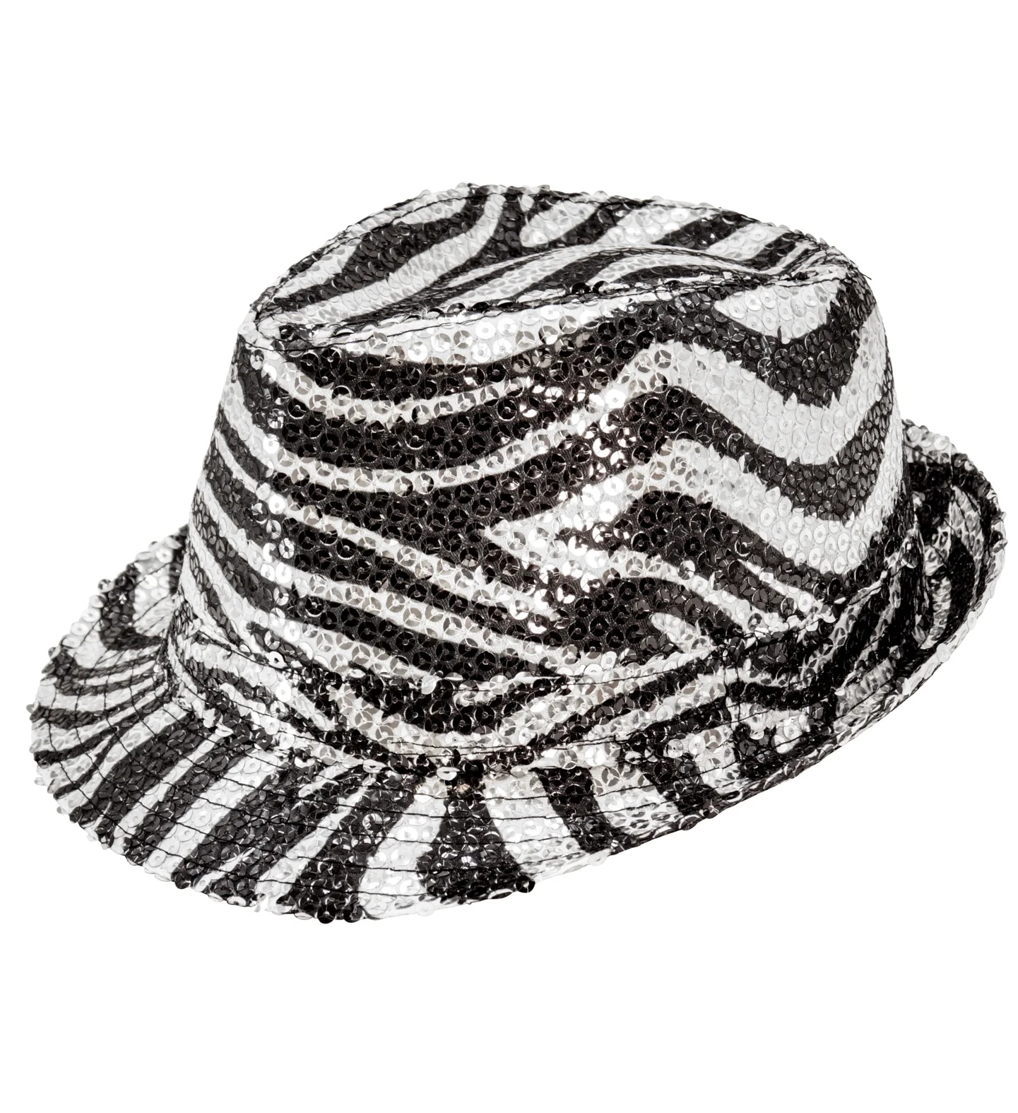 Fedora pailletten zebra print hoed