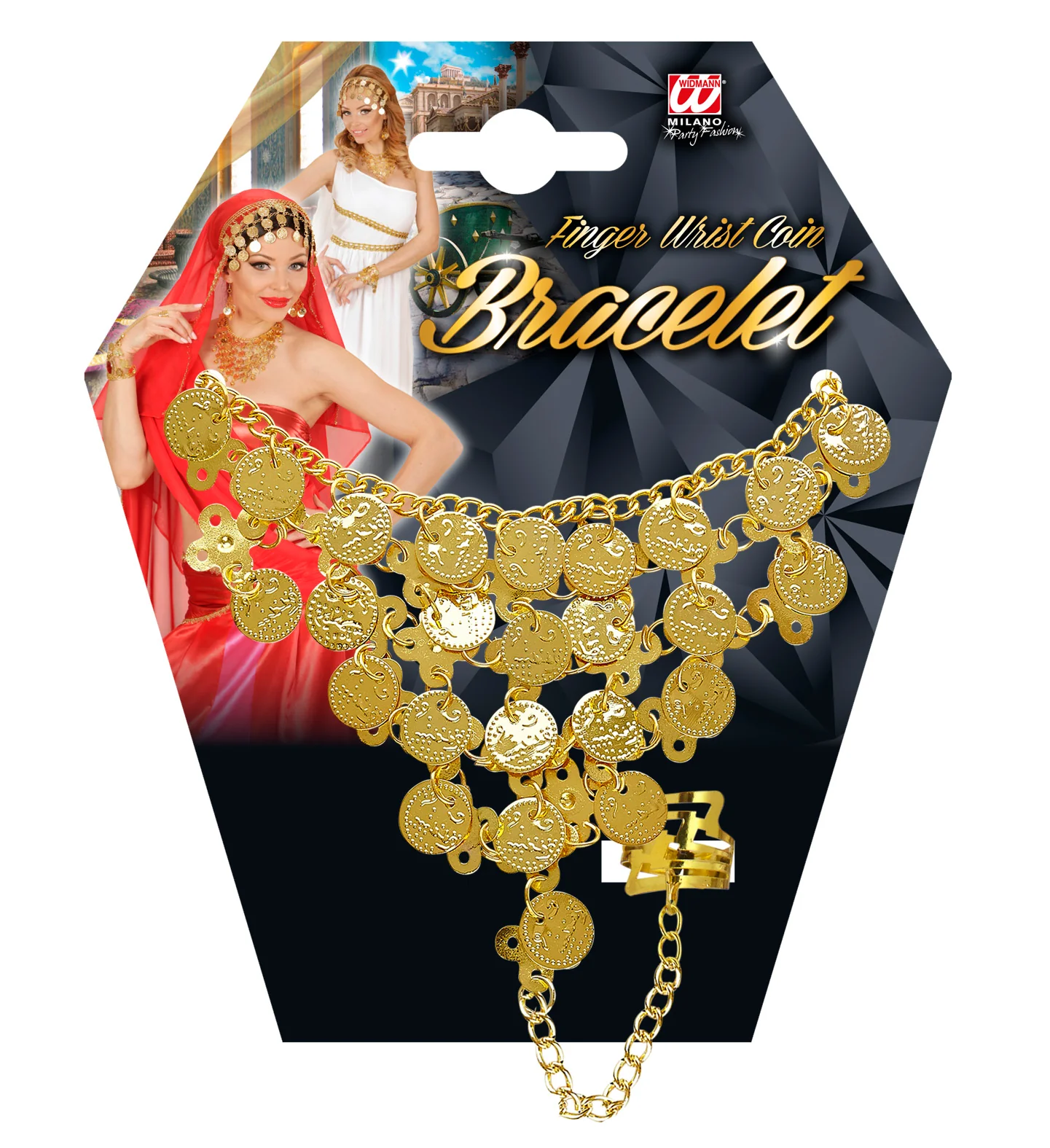 Armband met ring van nep goud met edelsteen voor carnaval - Image 5