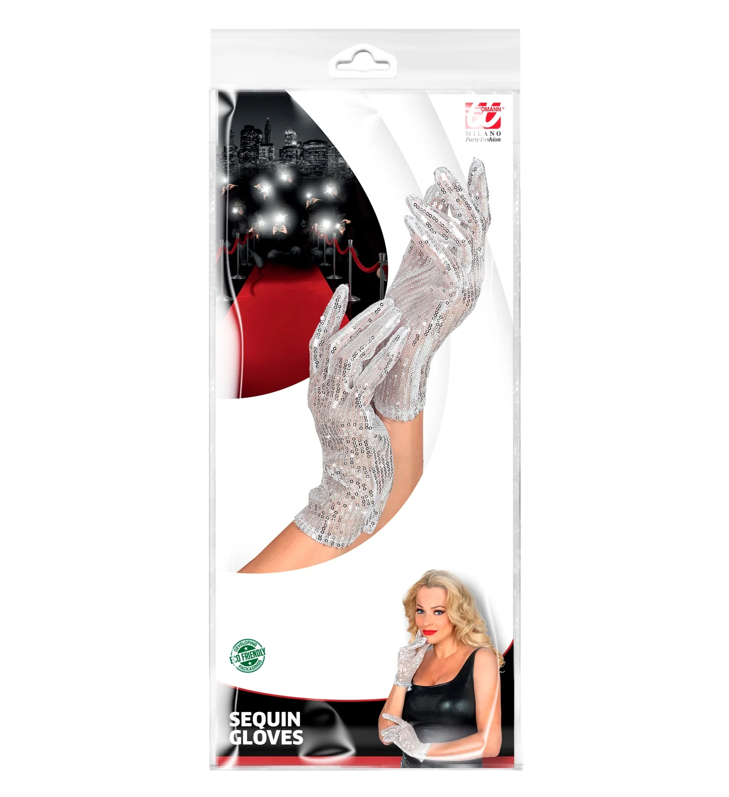 Zilveren glitter handschoenen met pailletten - Image 5
