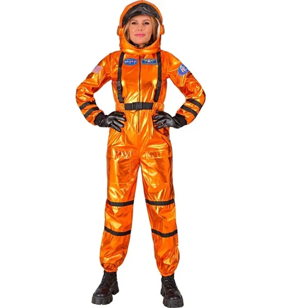 Astronaut oranje dame kostuum Lars