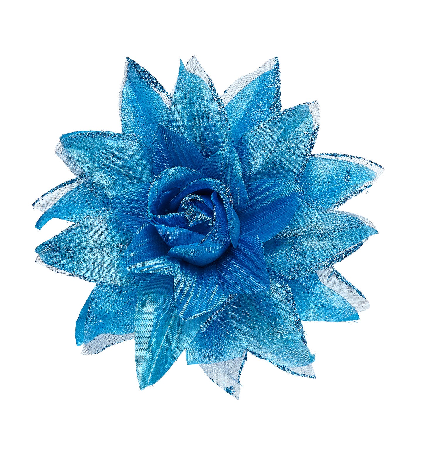 Azuren bloemen haarclip met glitters