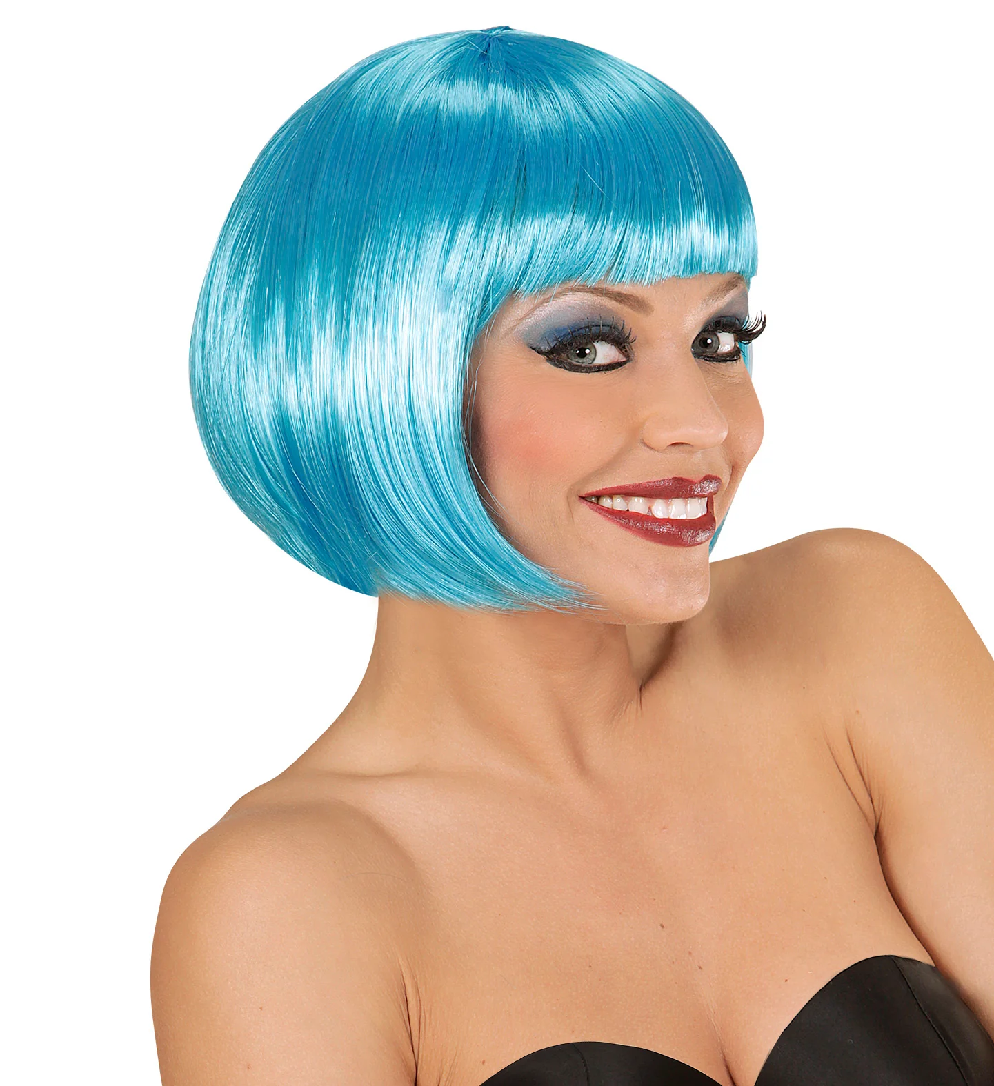 Azuur blauwe boblijn pruik dames - Image 2