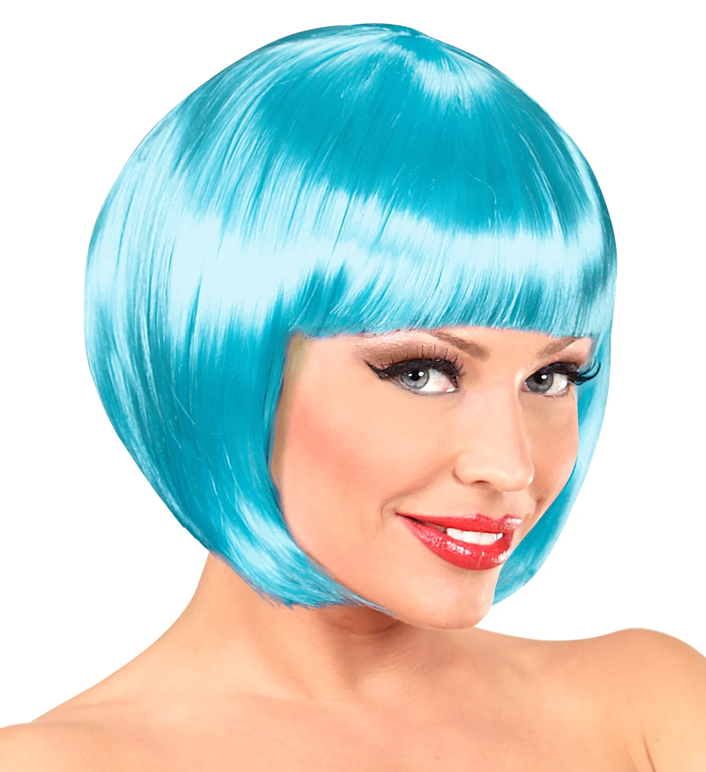 Azuur blauwe boblijn pruik dames - Image 3