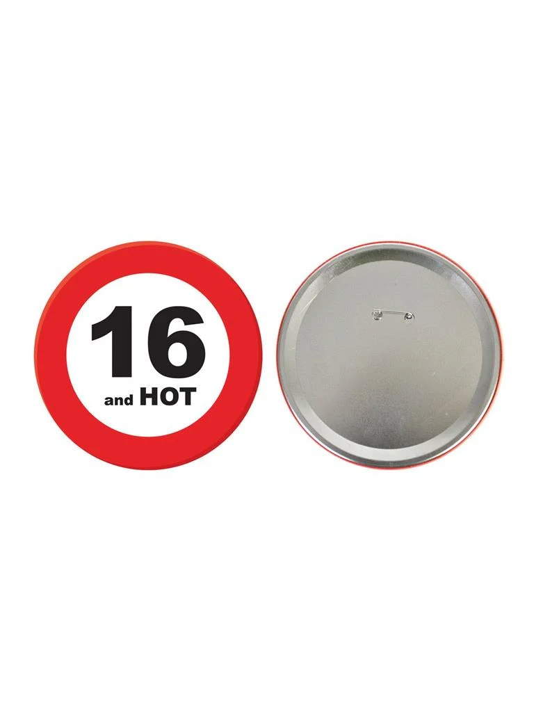 16e verjaardag button verkeersbord