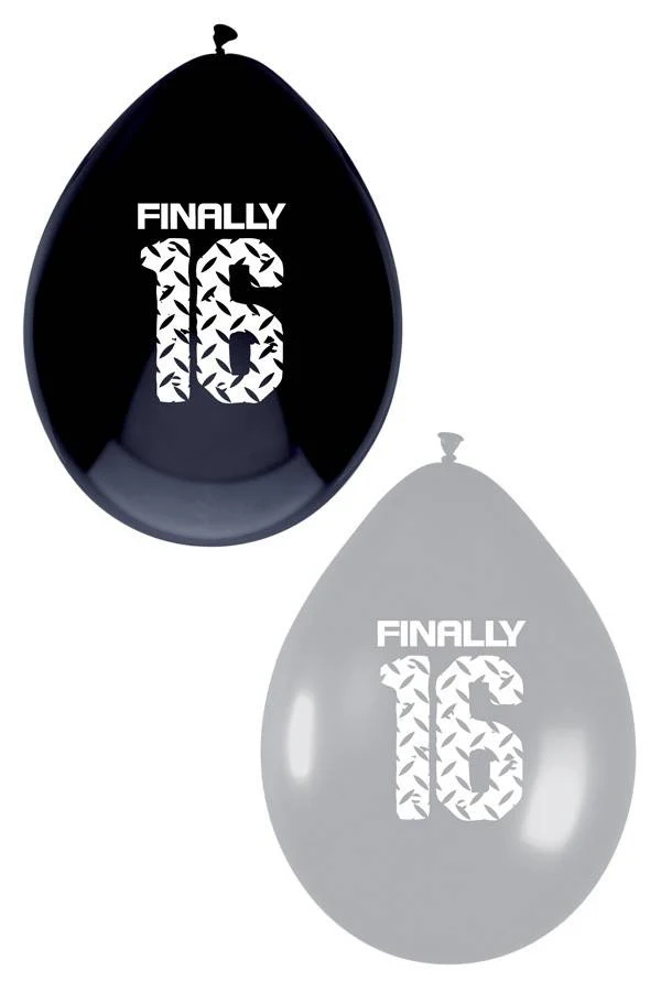 Ballonnen  Finally zestien zwart zilver