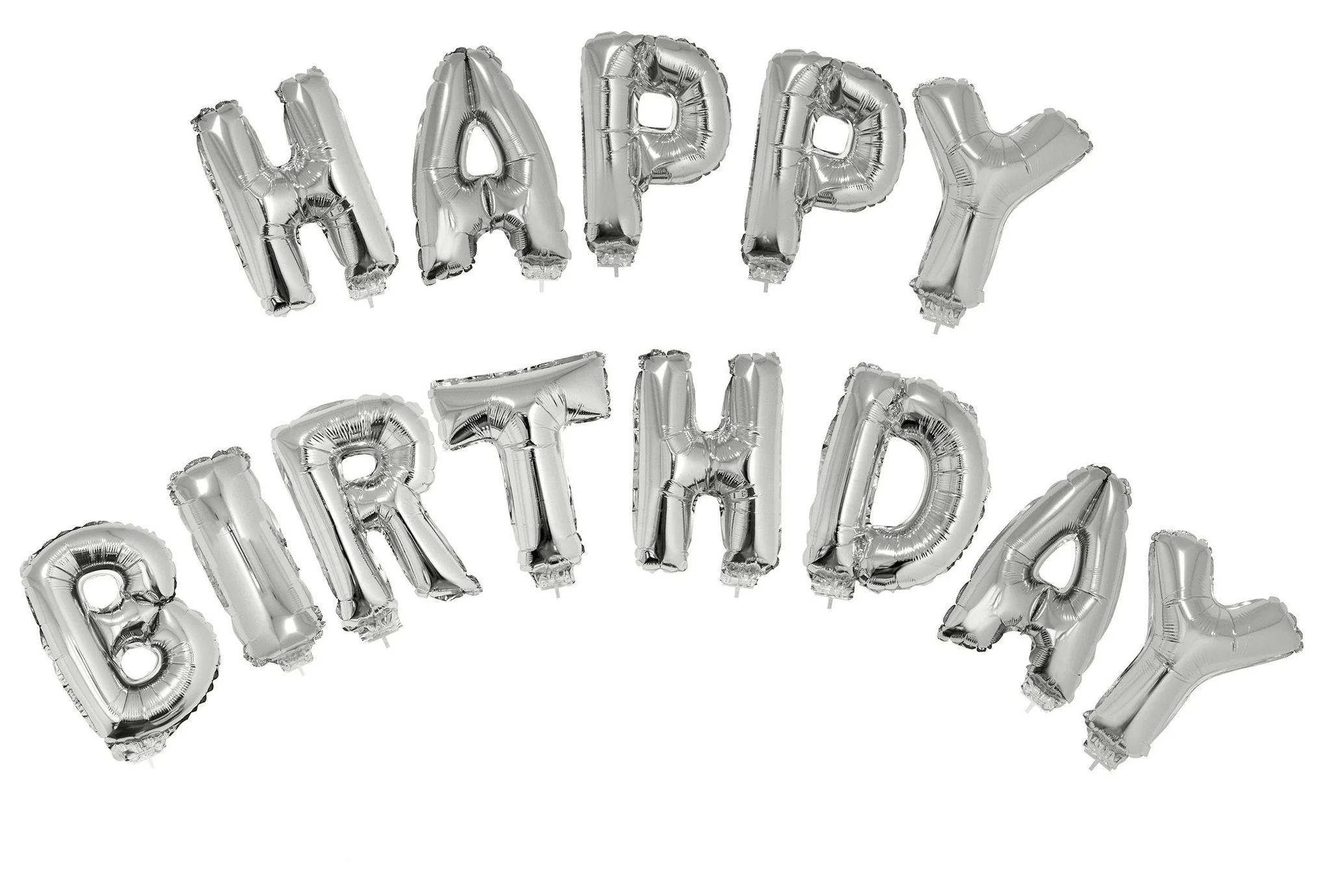 Folie ballonnen set HAPPY BIRTHDAY met zilveren letters