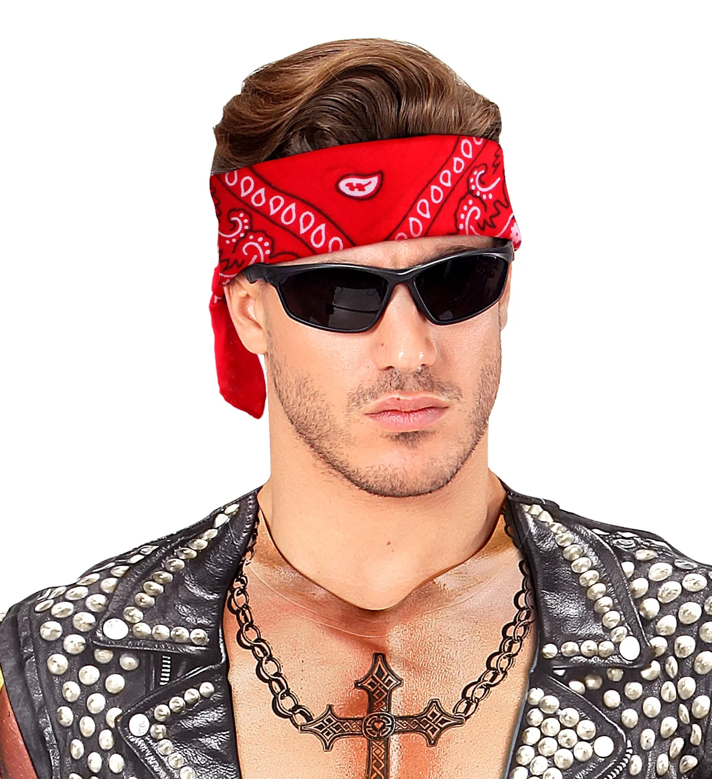 Hoofdband bandana rood met motief - Image 3