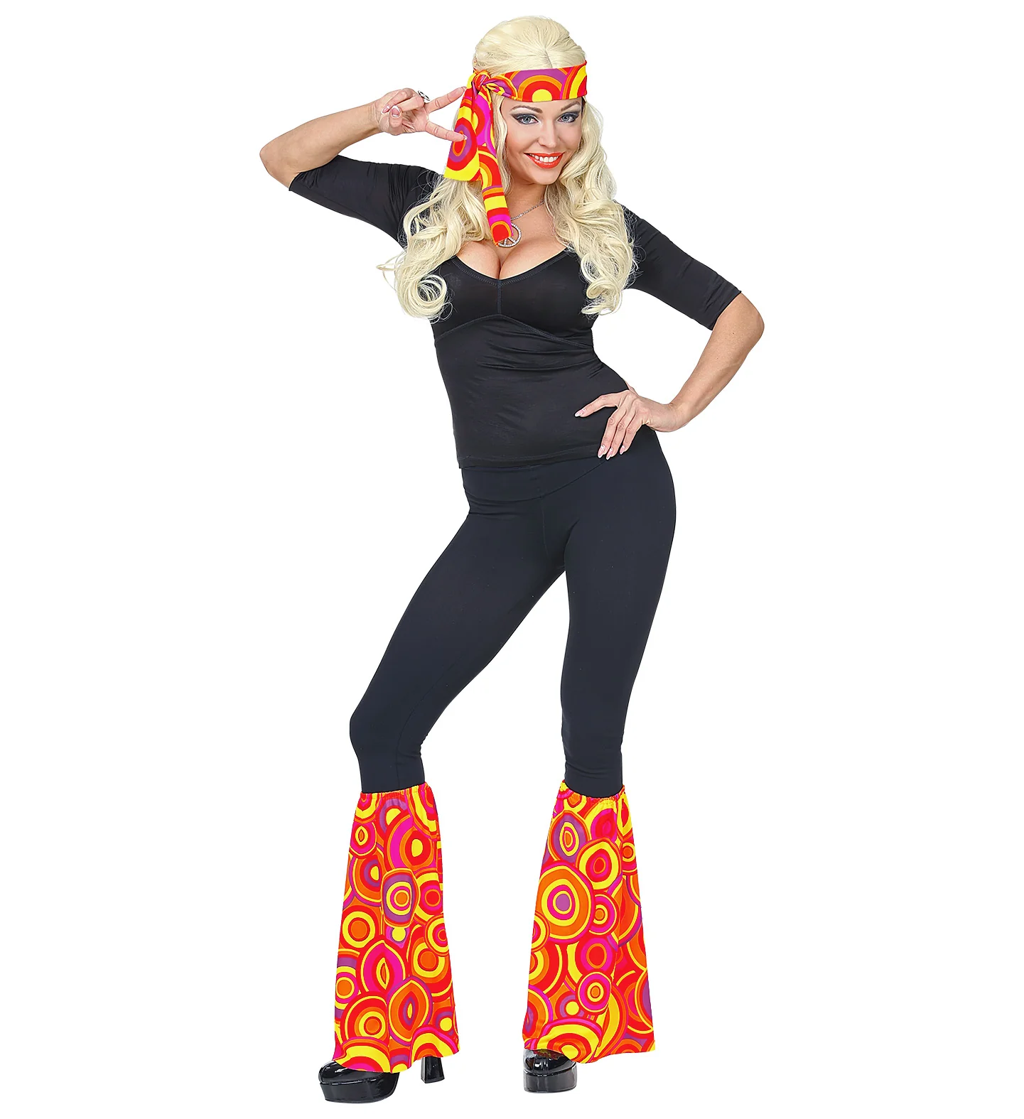 Hippie verkleedset rood gele bollen jaren 70 unisex - Image 2