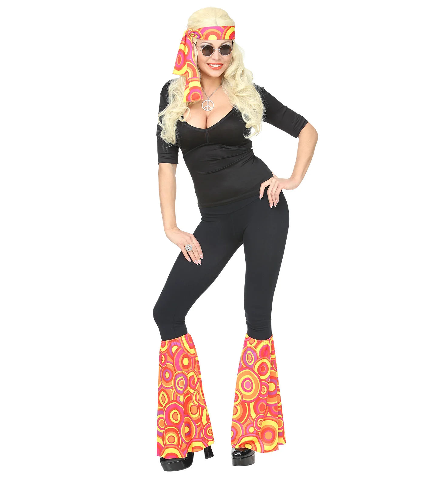 Hippie verkleedset rood gele bollen jaren 70 unisex - Image 5