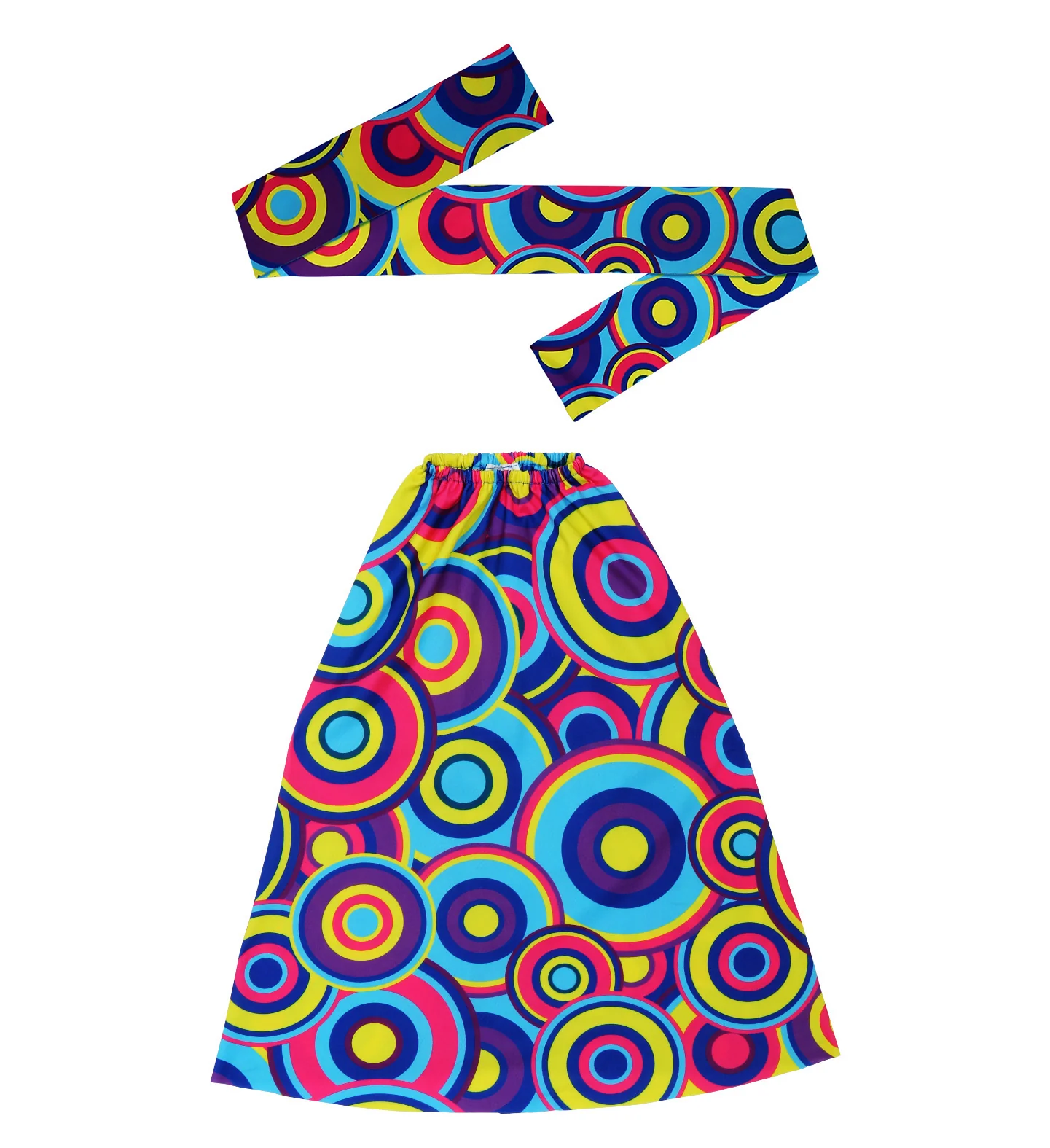 Hippie verkleedset jaren 70 kleurenmix met hoofdband en beenwarmers