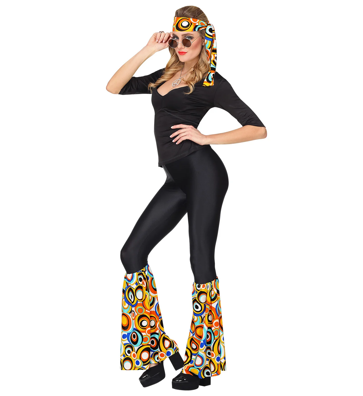 Hippie accessoireset jaren 70 gekleurd met hoofdband en beenwarmers - Image 2